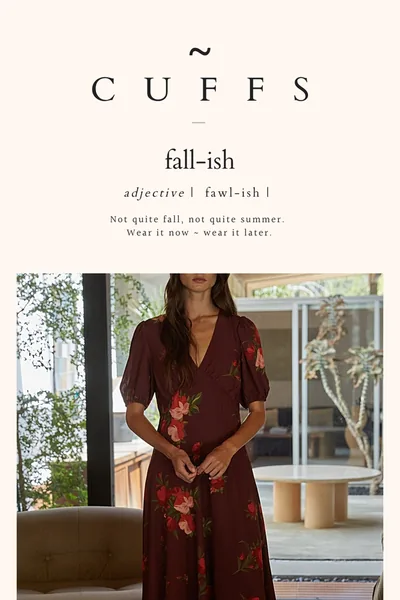 Ecommerce email design for Cuffs.