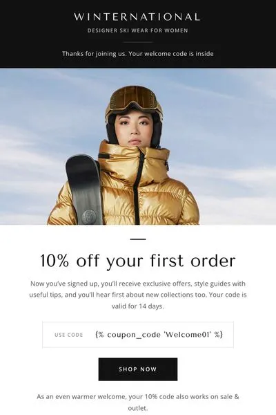 Ecommerce email design for Winternational