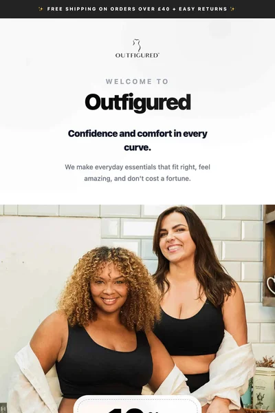 Plus-size apparel welcome email design for DTC brand